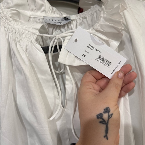 plus size Harshman Audrey Popover Blouse 100% cotton 3x blouse - Picture 6 of 16